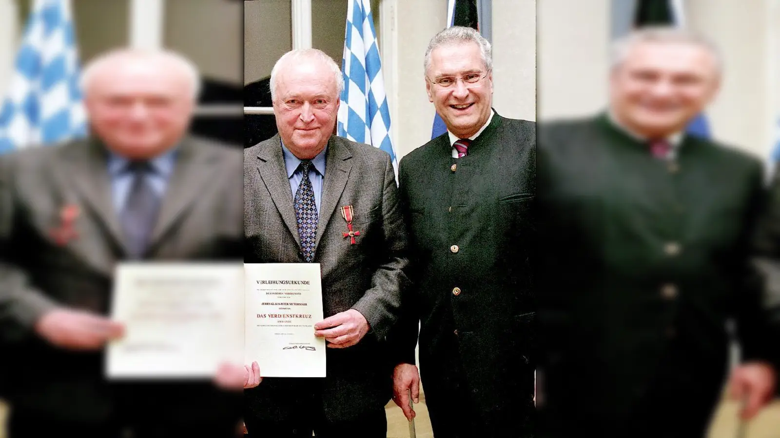 Klaus-Peter Mittermaier mit Innenminster Joachim Herrmann. 	 (Foto: Müller-Doldi)