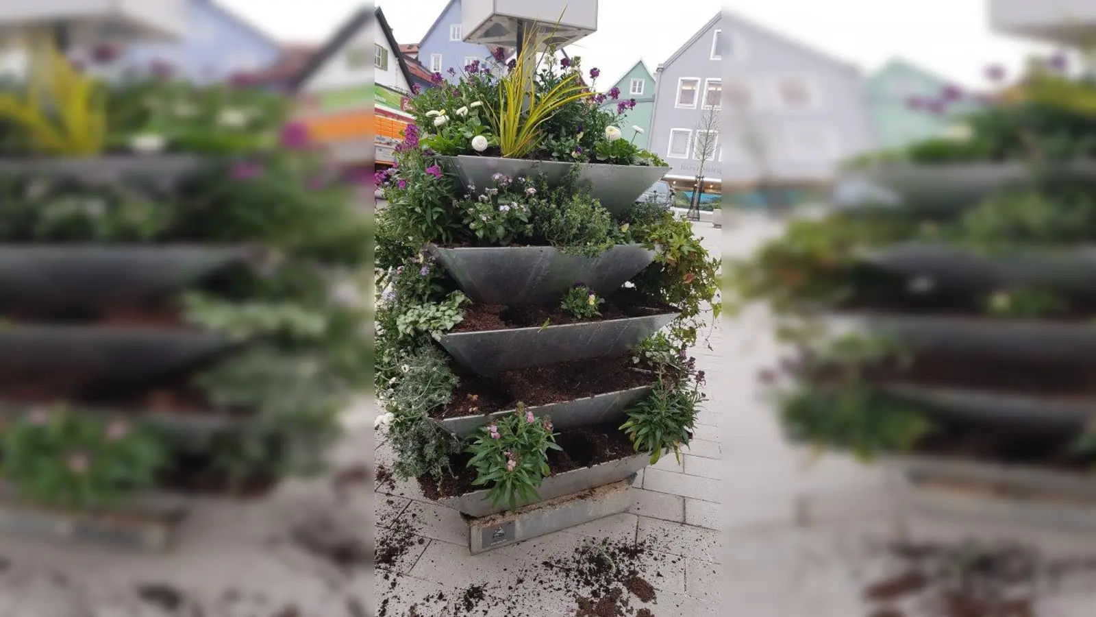 Langfinger haben sich wieder über eine städtische Blumenpyramide hergemacht. (Foto: Stadtwerke Weilheim)