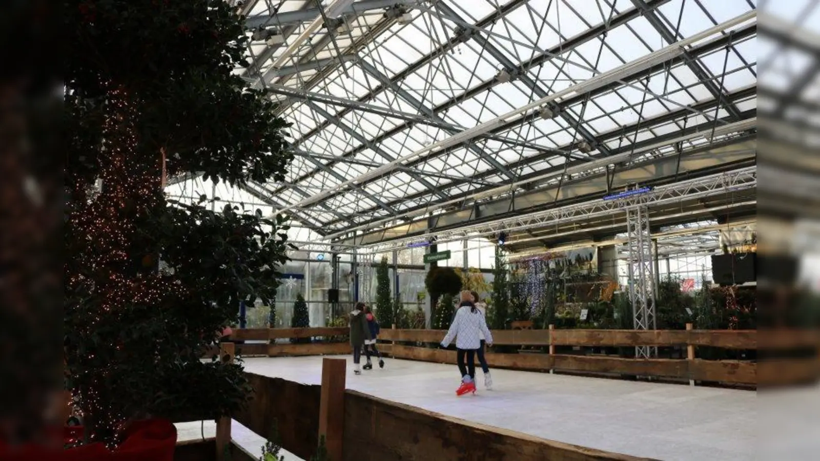 Eine echte Eislaufbahn erwartet die Kunden von Pflanzen-Kölle in Untermenzing. Also: rein in die Schlittschuhe und rauf aufs Eis. (Foto: Pflanzen-Kölle)