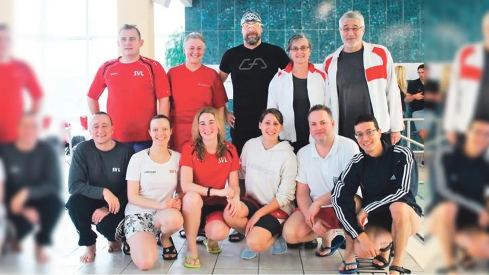 Sebastian Koczy, Brigitte Weinzierl, Lars Plath, Sabine Riedel, Dieter Schildgen (v.l.) , kniend: Georg Wolf, Stephanie Vogl. Kathrin Winkelhardt, Franziska Szabo, Ingolf Lein, Andreas Kleemann vom SV Lohhof sind stolz auf die erreichten Ziele.  (F: VA)