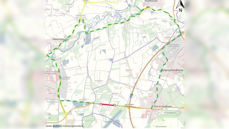 Umleitungsübersicht Oberschleißheim. (Foto: Bayerische Vermessungsverwaltung)