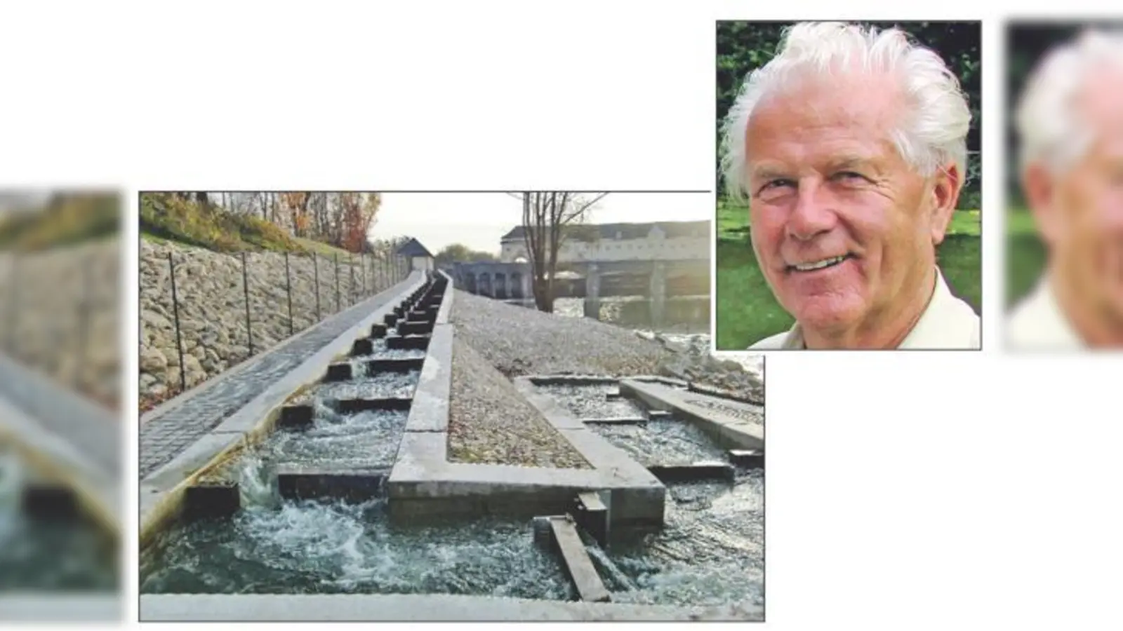 Alfons Blank, Präsident des oberbayerischen Fischerverbands, freut sich über die Fischtreppe am Oberföhringer Wehr. Die Anlage soll es Fischen jetzt möglich machen, die Staustufe zu umschwimmen.  (Foto: hgb, Fischerverband Oberbayern)