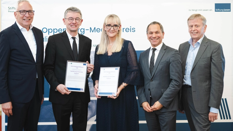 Verleihung des Dietrich-Oppenberg-Medienpreises im Staatsministerium für Unterricht und Kultus am 21.10.2026 in München. Foto: Andreas Gebert/Stiftung Lesen (Foto: Stiftung Lesen / Andreas Gebert )