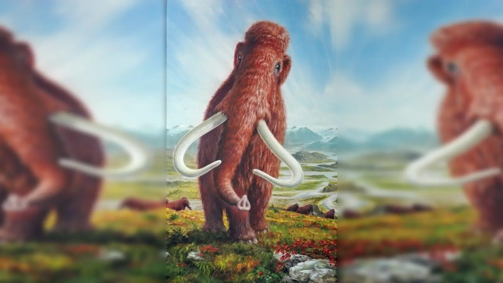 Zeichnung eines Mammuts im Voralpenland. (Foto: Grafik: Georg Klingersberger / Südostbayerisches Naturkunde- und Mammut-Museum Siegsdorf)