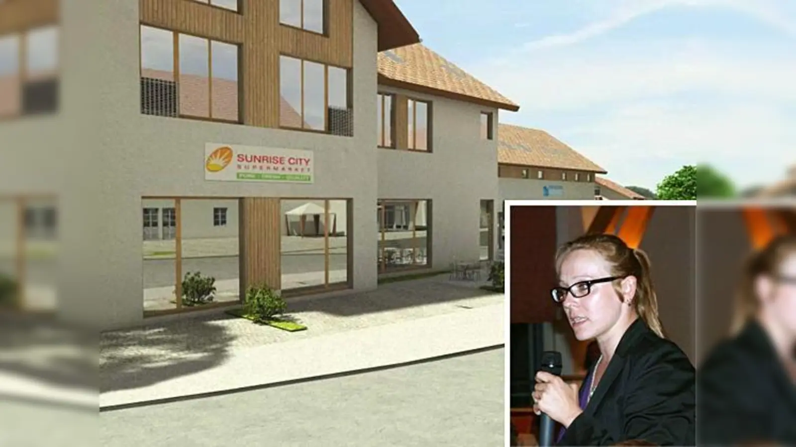 Karin Rehberg gehört zu den zahlreichen Bürgen, die sich zum geplanten Supermarkt (hier eine Visualisierung) zu Wort meldeten.  (Foto: hol)