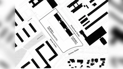 Die umrandete Fläche um das Sparkassenhochhaus war Gegenstand des Wettbewerbs. (Foto: pi)