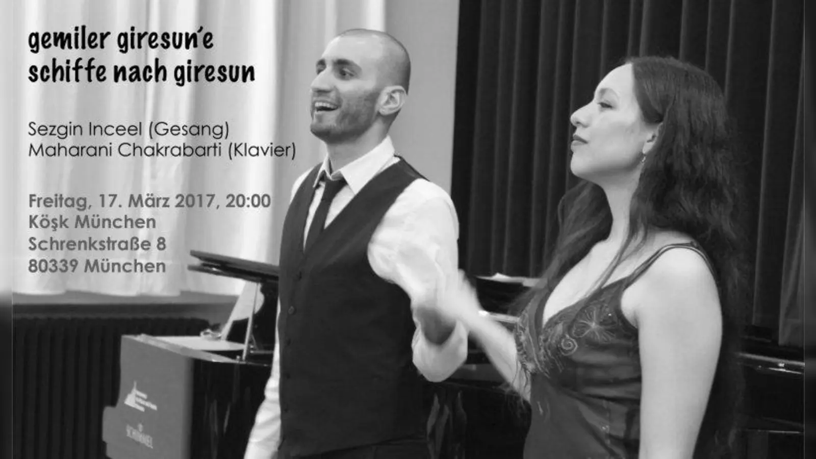 Sänger Sezgin Inceel und Pianistin Maharani Chakrabarti singen, spielen und erläutern türkische Volkslieder. (Foto: Kösk)