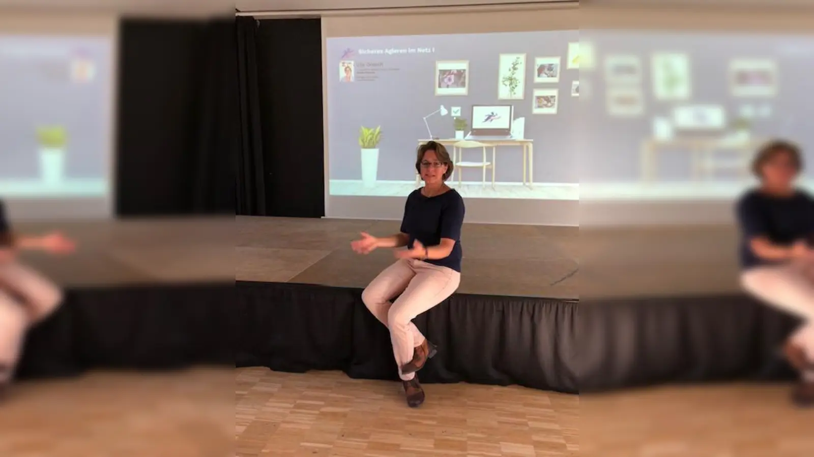 Die Expertin Uta Dresch beim Workshop mit dem Thema „Sicheres Agieren im Netz” mit den vierten Klassen der Kleinfeldschule. (Foto: Kleinfeldschule)
