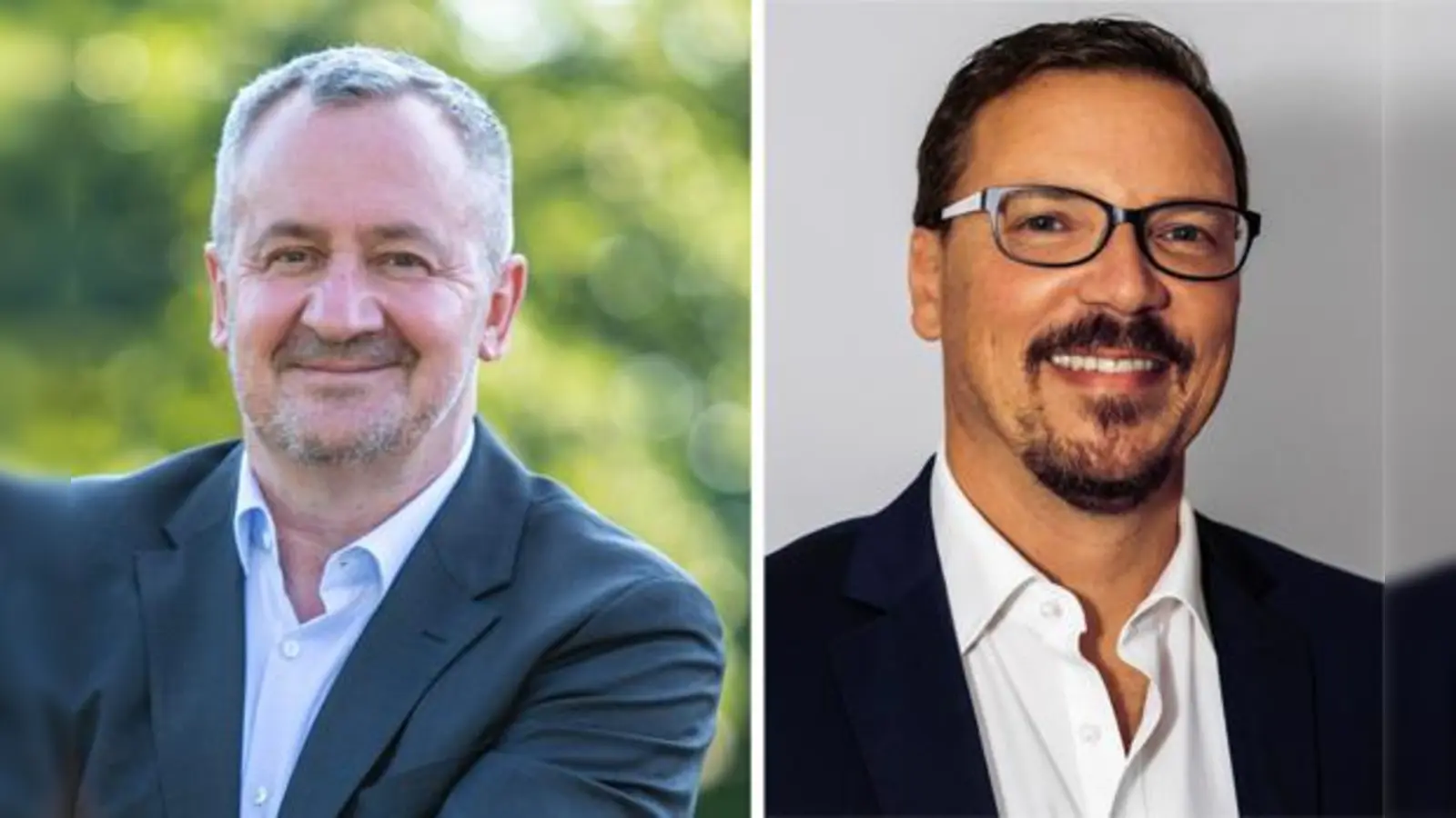 Thomas Stark ist neuer Bürgermeister von Poing. Bild rechts: Andreas Janson hat in Feldkirchen die Stichwahl gewonnen.  (Foto: Foto Daschner, Poing / Privat)