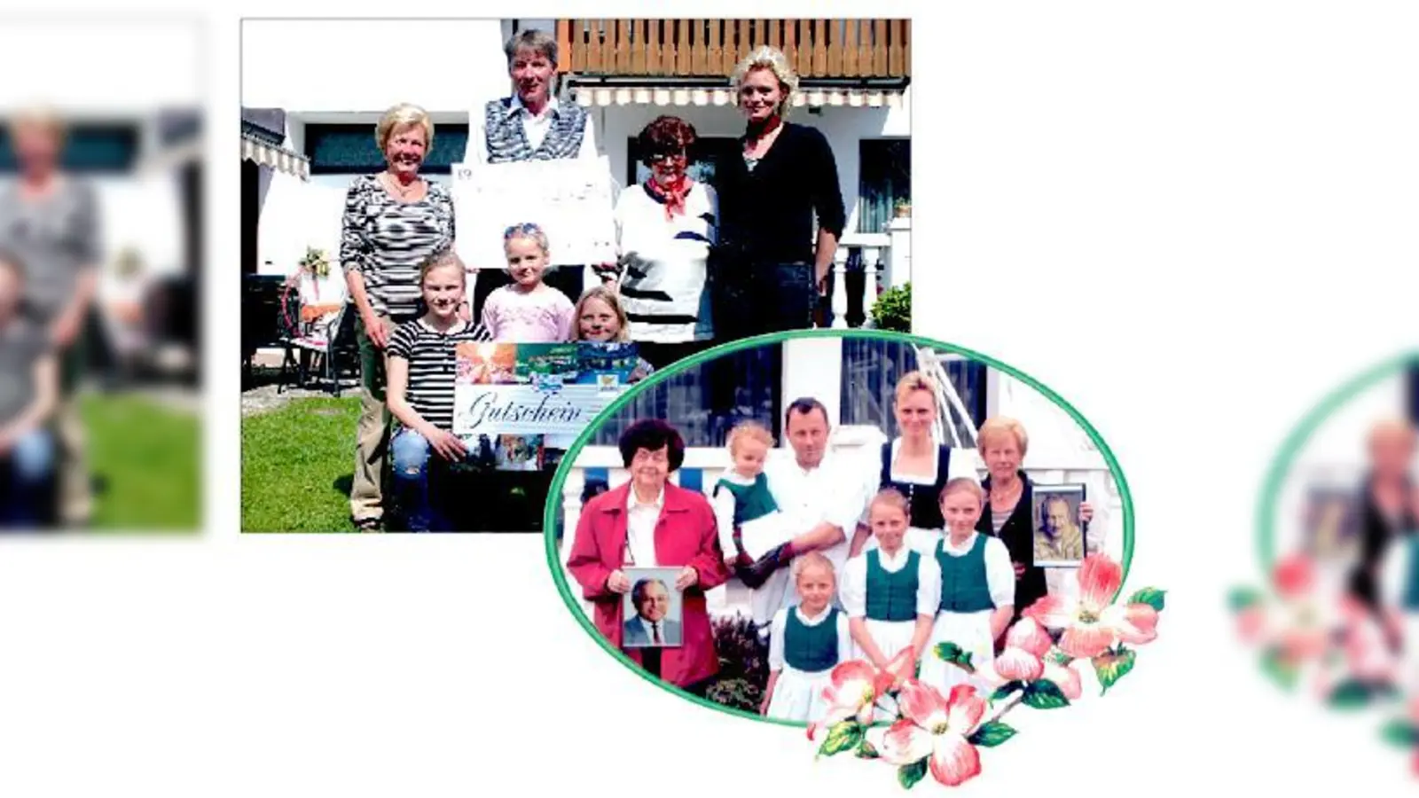 Gewinner-Familie Furtmayr. Kurt Kaiser, Verleger des Sendlinger Anzeigers, überreicht der Familie Furtmayr die Gewinn-Gutscheine.	   (Foto: Privat/ bb)