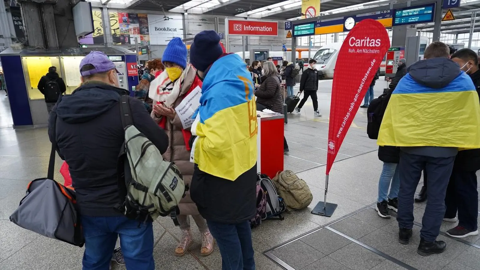 Die Anlaufstelle für ankommende Flüchtlinge aus der Ukraine am Münchner Hauptbahnhof. (Foto: M. Dillmeier/Caritas München)