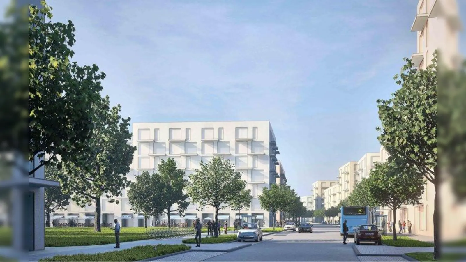 Quartiersplatz von Süden: Auf dem Kirschgelände soll eine Art Stadtgarten entstehen. (Foto: Hilmer-Sattler-Architekten)