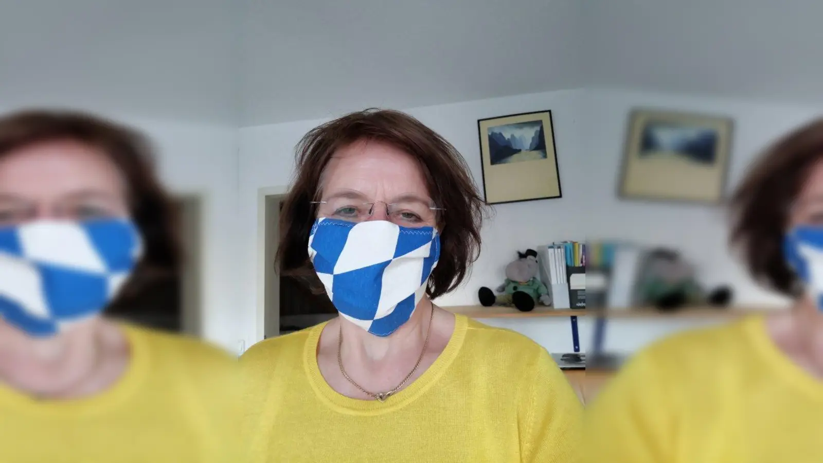 Claudia Augustin aus Germering: &amp;quot;Das war meine erste Maske, aus einem Stoffresterl zugeschnitten.&amp;quot; (Foto: pr)