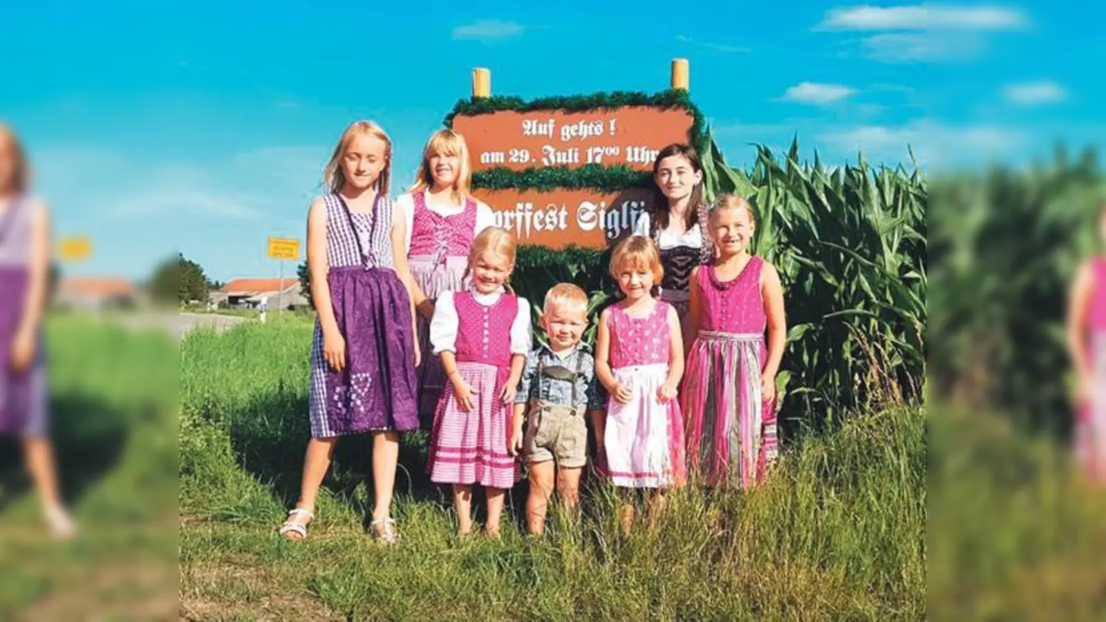 Die Siglfinger Kinder: Kittlitz Svenja, Bertok Eva, Pointner Magdalena, Pointner Korbinian, Petermeier Luisa, Henn Carina und die Petermeier Anna (v. li.). 	 (Foto: VA)