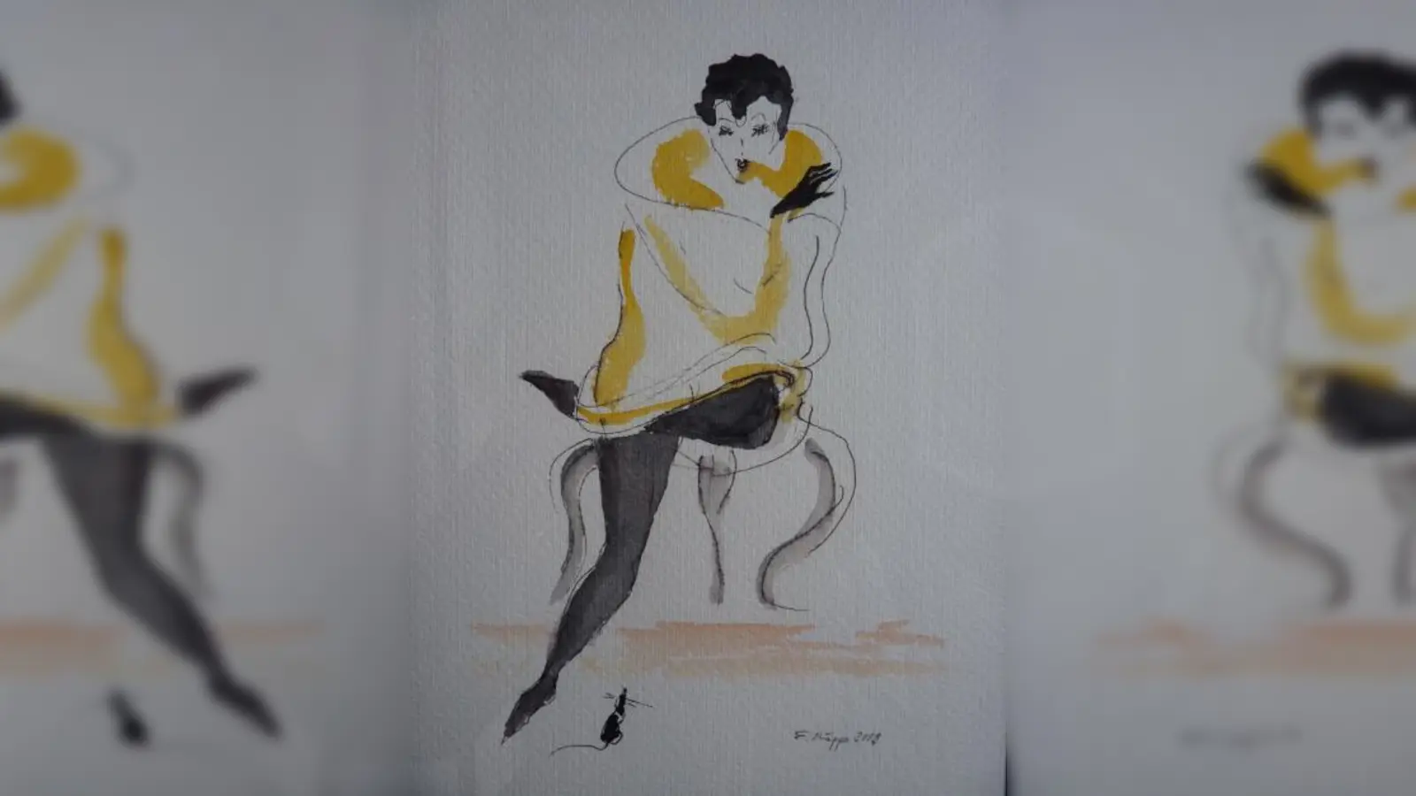 Frau auf Stuhl: Eines von vielen interessanten Bildern, die noch bis zum 26. März in der „Kleinen Galerie” in Neuried zu sehen sind.