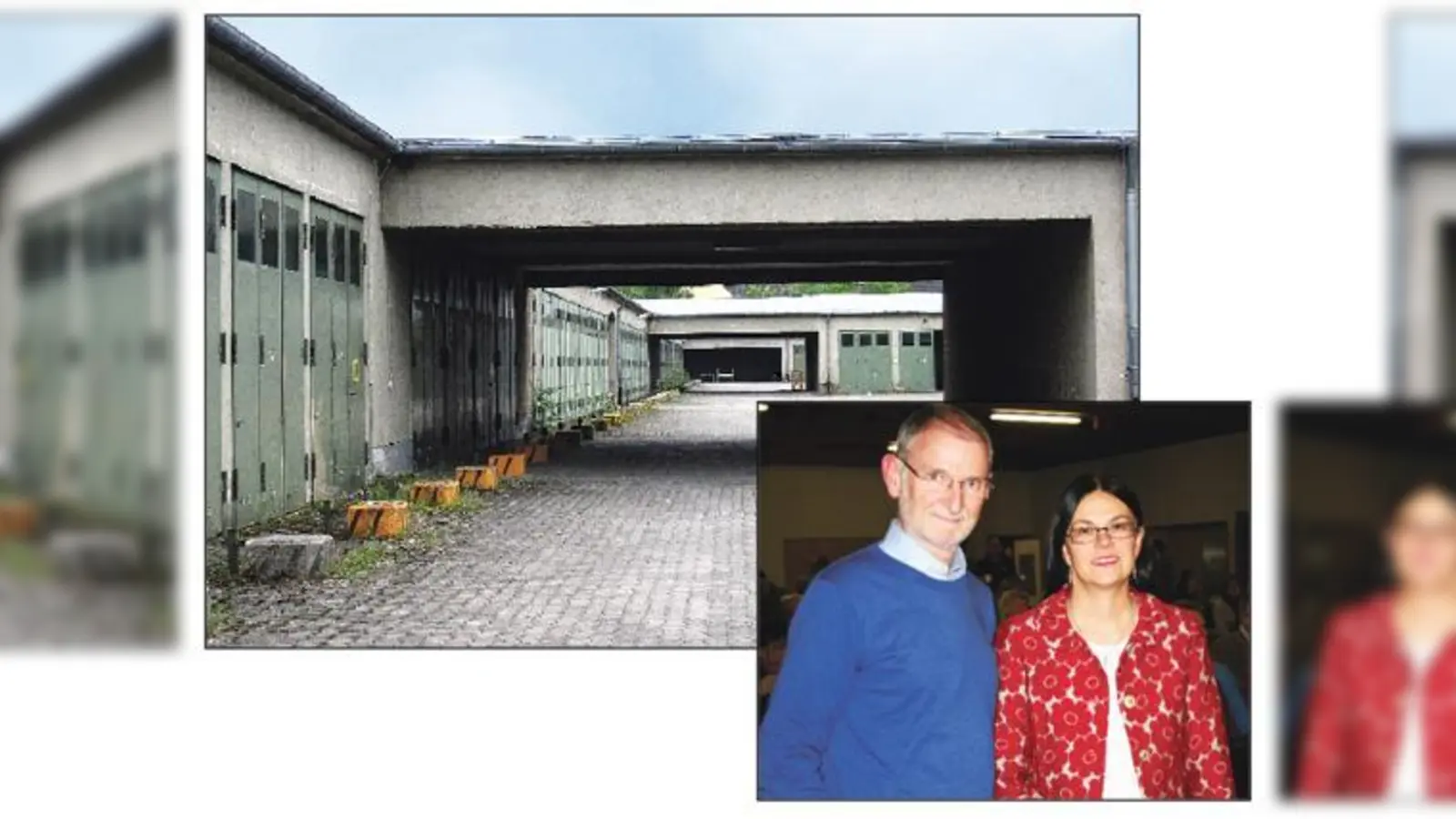 Bisher nur triste Betonlandschaft, bald attraktives Quartier? Stadtbaurätin Dr. Elisabeth Merk und Stadtdirektor Axel Markwardt vom Kommunalreferat informierten über die Zukunft der Kaserne. 	 (Fotos: Stadt/ws)