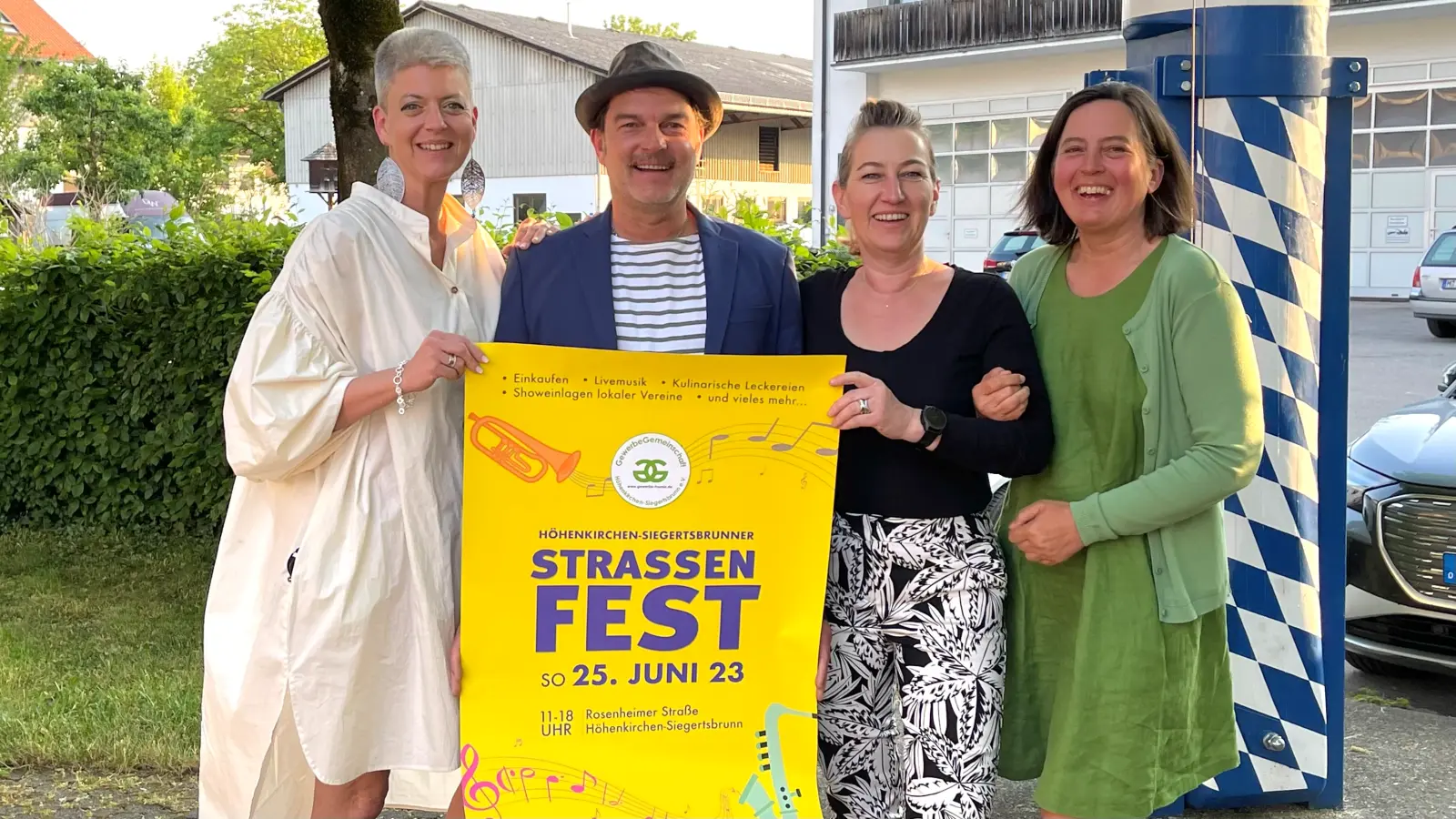 Die neue Vorsitzende der GewerbeGemeinschaft Höhenkirchen-Siegertsbrunn, Natalie Grünwald und ihre Vorstandskollegen, Wolfgang Rößler, Susanne Felheim und Josefine Gaar freuen sich gemeinsam mit ihren Mitstreitern auf viele Besucher beim Straßenfest. (Foto: hw)