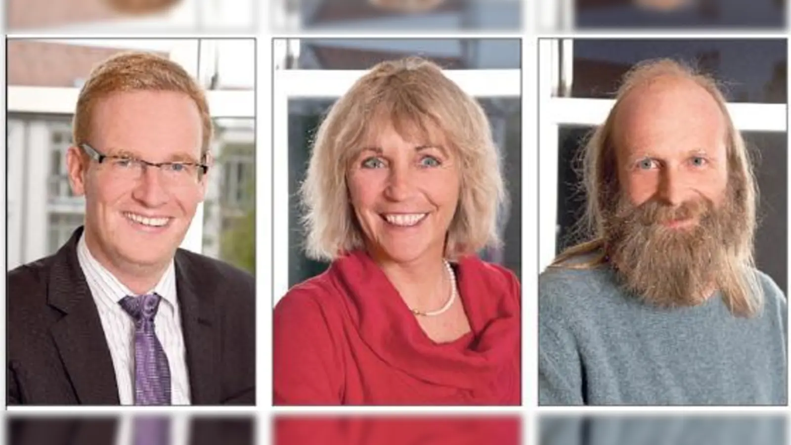 Die Bürgermeisterkandidaten (von links nach rechts): Thomas Reichel (CSU) und Gabriele Müller (SPD) und Mike Seckinger, der Listenführer der Grünen. 	 (Foto: Gemeinde Haar)