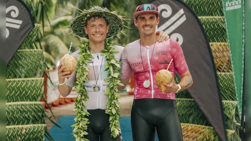 Felix Schiller (l.) und Niko Malleczek prägten die Wettkampftage auf den Cook Islands maßgeblich. (Foto: Eva Schiller)