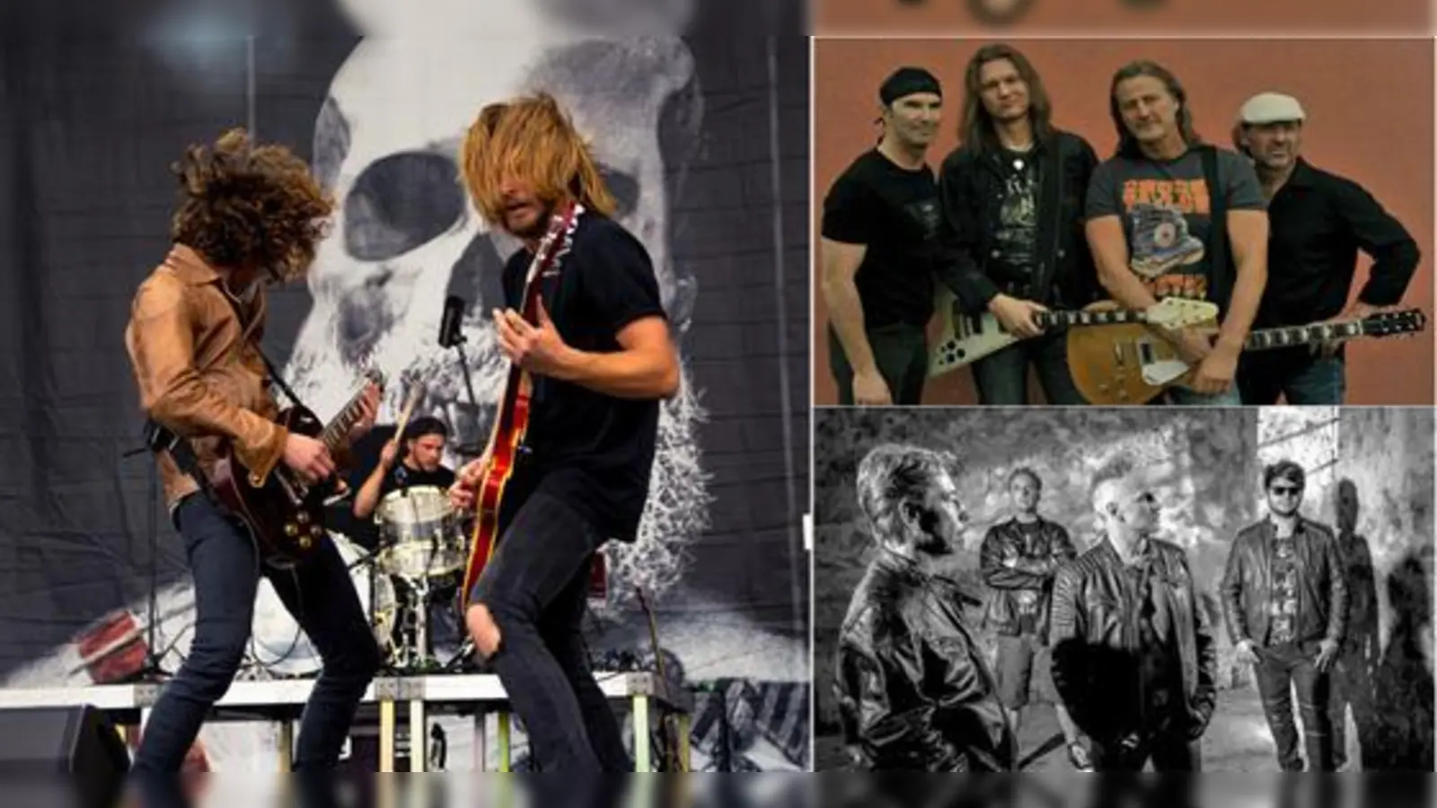 Das Trio von Kaiser Franz Josef aus Wien ist der unbestrittene Headliner der Grafinger Rocknacht. Fotos rechts: oben: Wasteland, unten: Screaming Nightmare heizen kräftig ein.  (Fotos: VA)