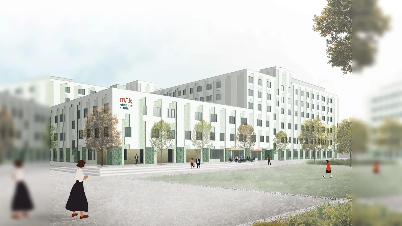 So soll die neue Fassade des Harlachinger Krankenhauses nach Ihrer Fertigstellung aussehen. Die Vorbereitungsarbeiten sollen in diesem Frühjahr beginnen. (Foto: Hild K)