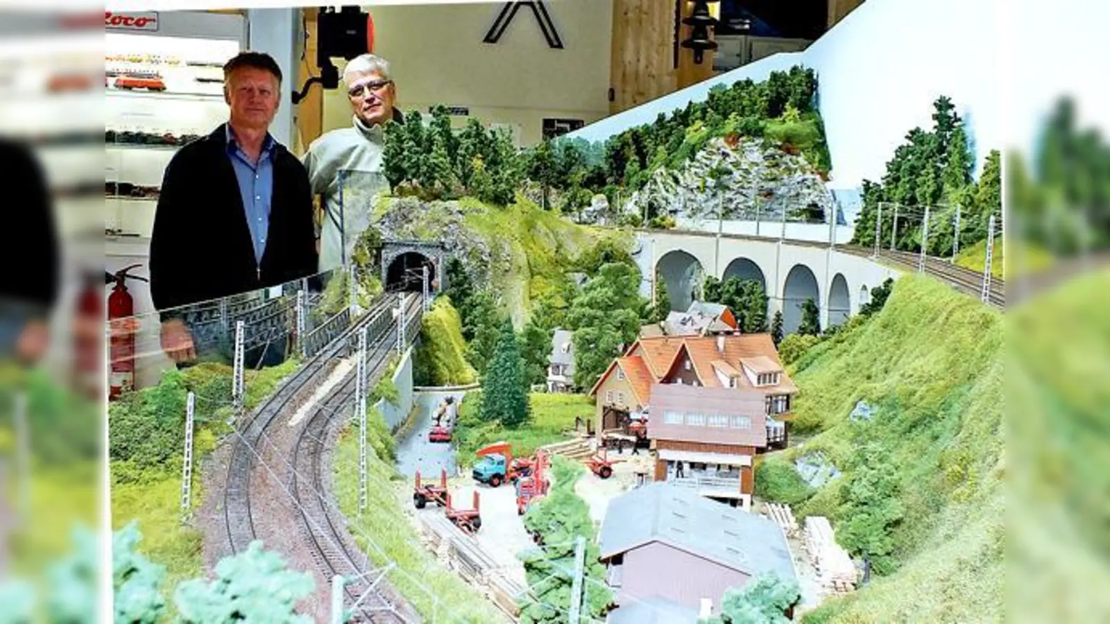 Rudi Meindl (l.) und sein Vize Karl Thoma laden ein: Am 2. Februar wird im Gemeindesaal zum 25. Gründungsfest der Eisenbahn- und Modellbahnfreunde eine tolle Ausstellung aufgebaut. 	 (Foto: kw)