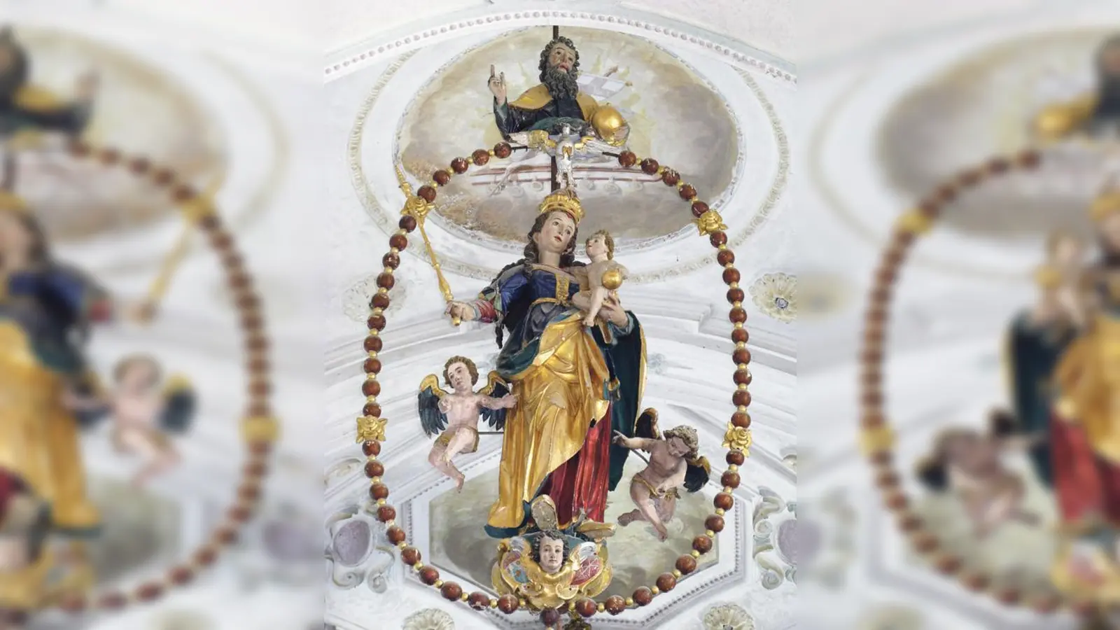 Rosenkranz-Madonna von David Zürn in der Filialkirche Albertaich stammt aus dem Jahr 1630. 	 (Foto: Ferdinand Steffan)