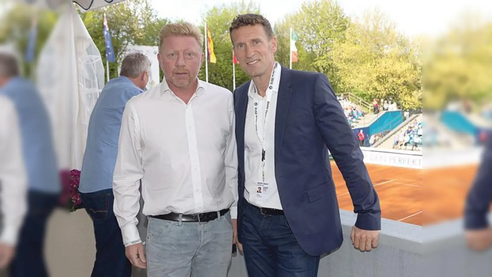 Boris Becker, hier mit BMW Open-Turnierdirektor Patrik Kühnen am Münchner Center Court, wird am 30. April für sein Lebenswerk ausgezeichnet.	 (Foto: Jürgen Hasenkopf)