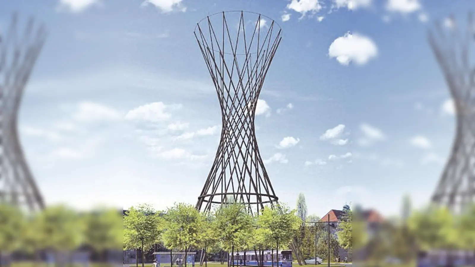 Freier Blick nach oben: Die Gerüste sind alle abgebaut, jetzt kann man Deutschlands höchstes Kunstwerk erst richtig bewundern. Jeder der Füße ist durch einen Blitzableiter geerdet.  (Foto: ikb, MVG)