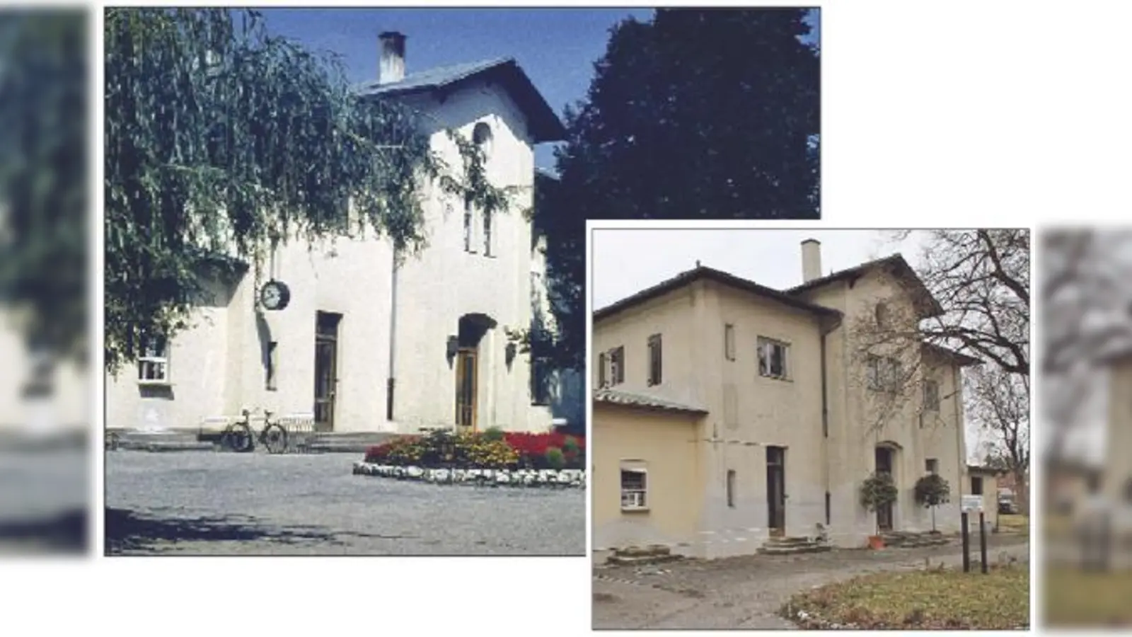 Idyllisch wirkte es früher hier am historischen Bahnhof. Kleines Foto: Heute erinnert nicht mehr viel an die damalige Zeit.  	 (Foto: Hans Treffer/ch)