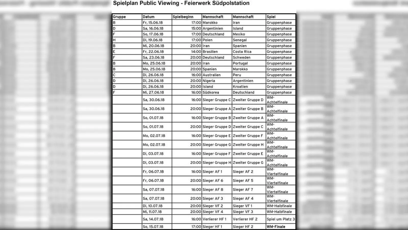 Folgende Spiele werden in der Feierwerk Südpolstation übertragen (bei sich überschneidenden Spielen wird kurzfristig entschieden, welches gezeigt wird).  (Foto: Südpolstation)