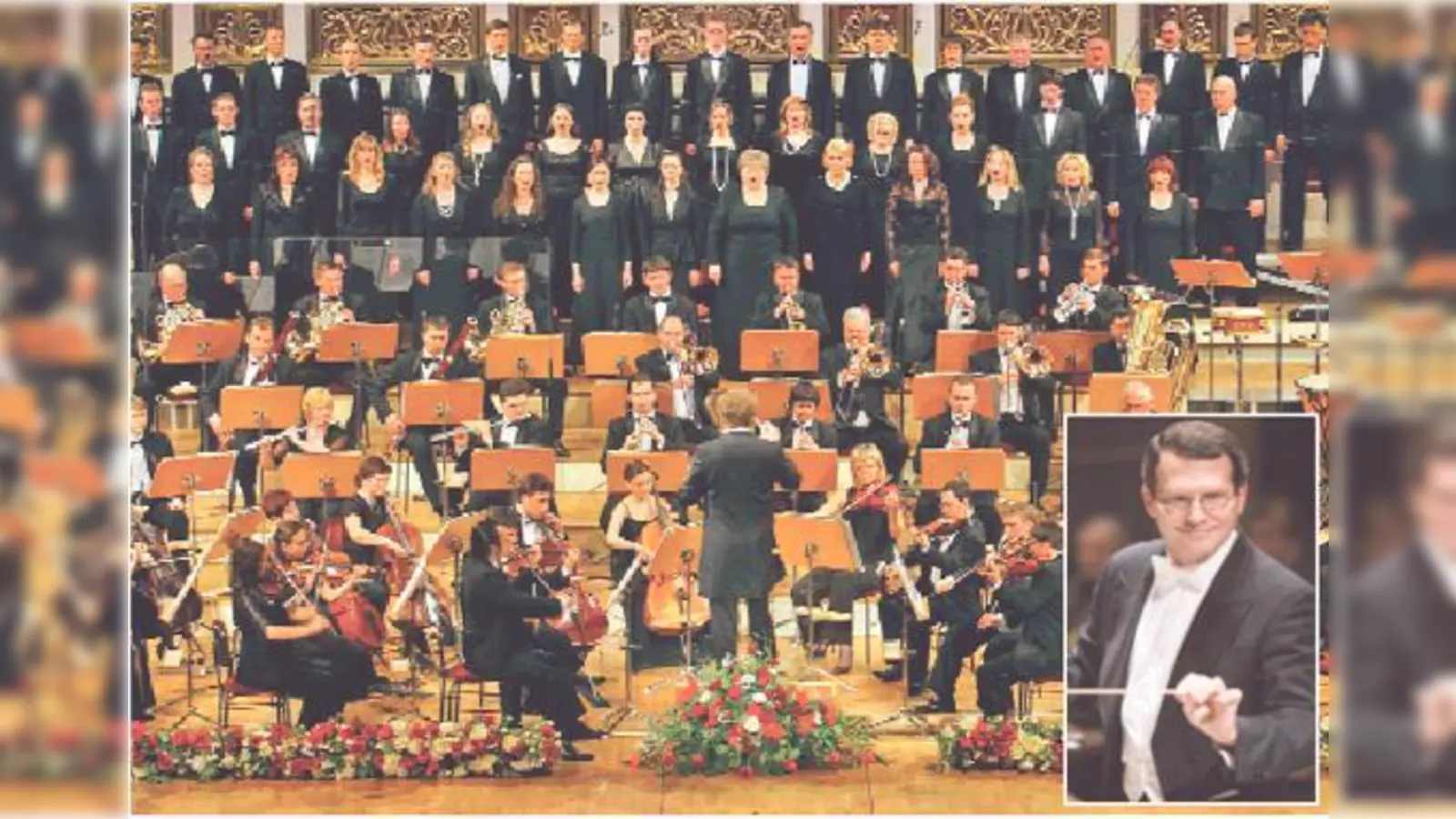 Die Harmonie der Instrumente und des Vokalensembles geben den Chorwerken unter der Leitung von Martin Kerschbaum (kl. Foto) eine unvergleichliche Kraft.	 (Foto: Veranstalter)