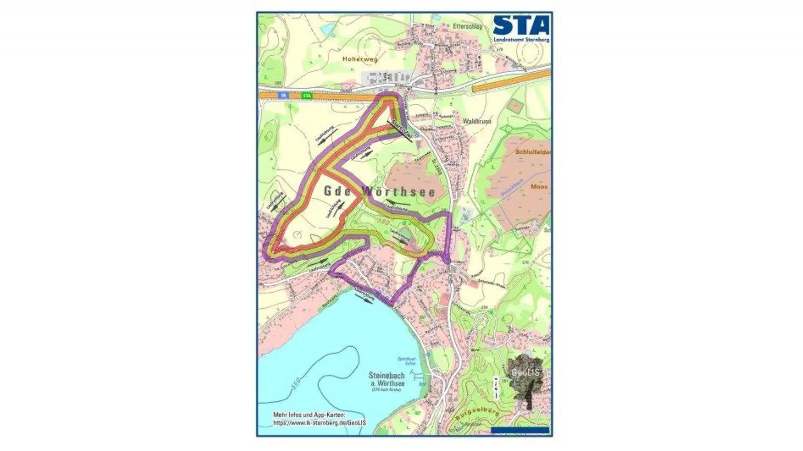 Das Landratsamt Starnberg hat für die Läufer eine Karte, in der die Routen eingezeichnet sind, veröffentlicht. (Foto: LRA STA)