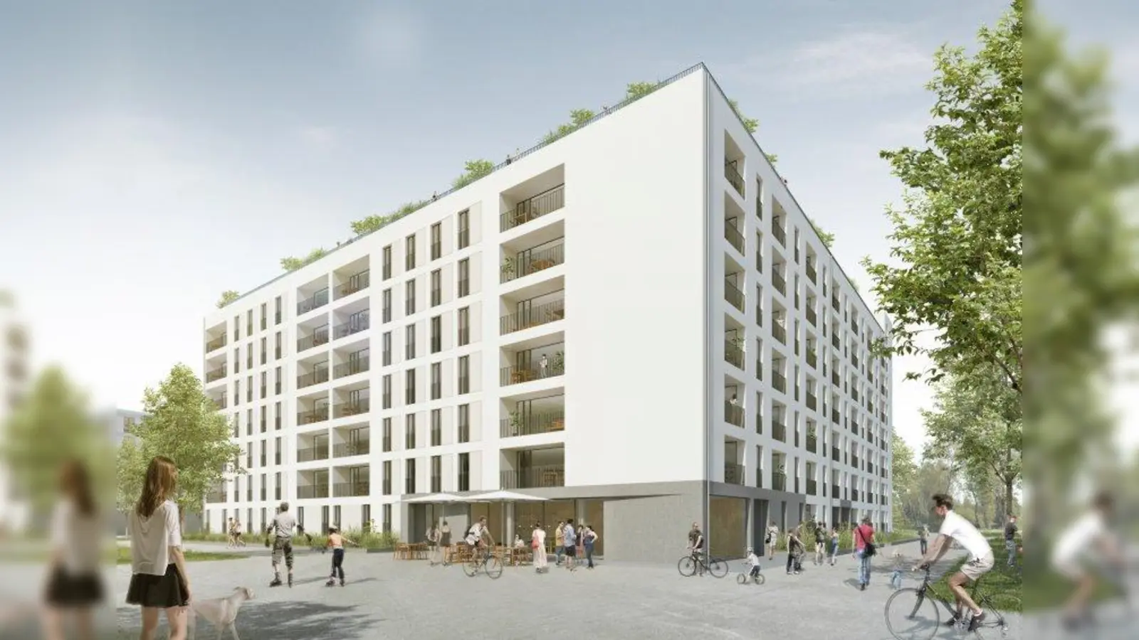 Auf dem EON-Gelände baut die GEWOFAG auch einen Bewohnertreff und eine ambulante Pflege-WG. (Foto: Baumschlager Hutter Partners München)