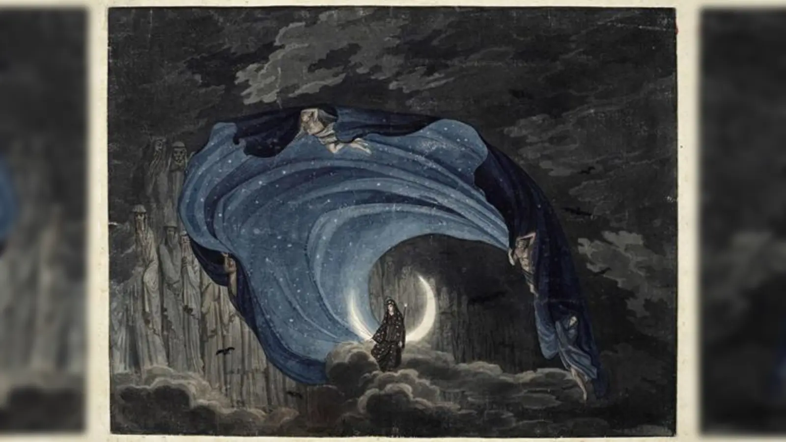 Kurz nach Eröffnung des Nationaltheaters am 12.10.1818 war diese Zauberflöte das erste, auch überregional beachtete Theaterereignis im neuen Haus: Bühnenbildentwurf von Simon Quaglio, hier die Erscheinung der Königin der Nacht.  (Foto: Deutsches Theatermusem)