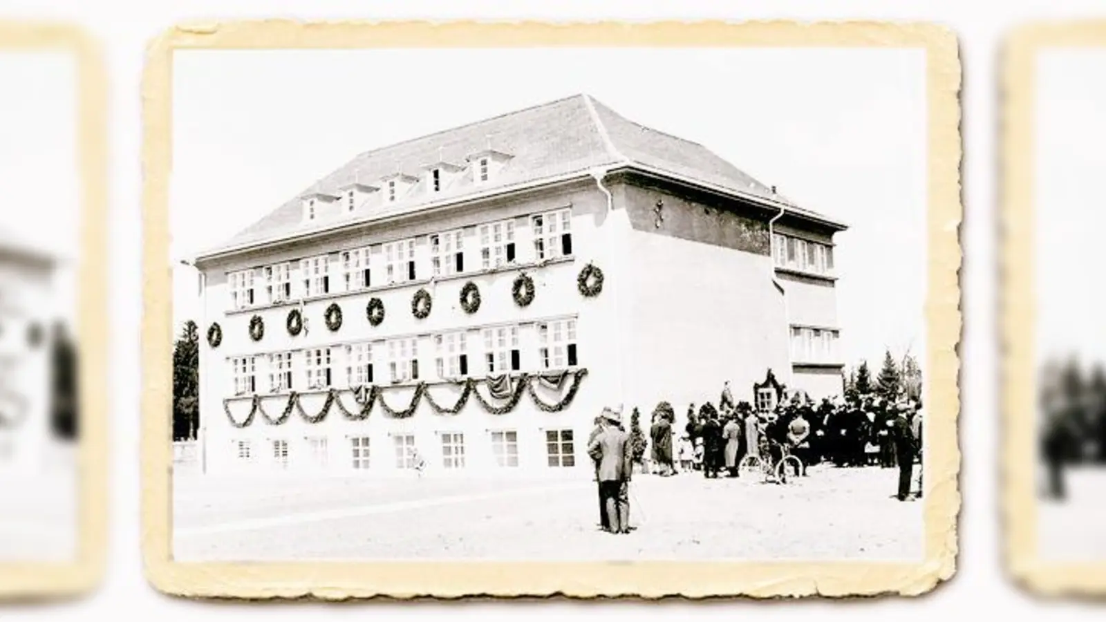 Die Neubiberger Grundschule bei ihrer Einweihung vor 80 Jahren.   (Repro: mst)