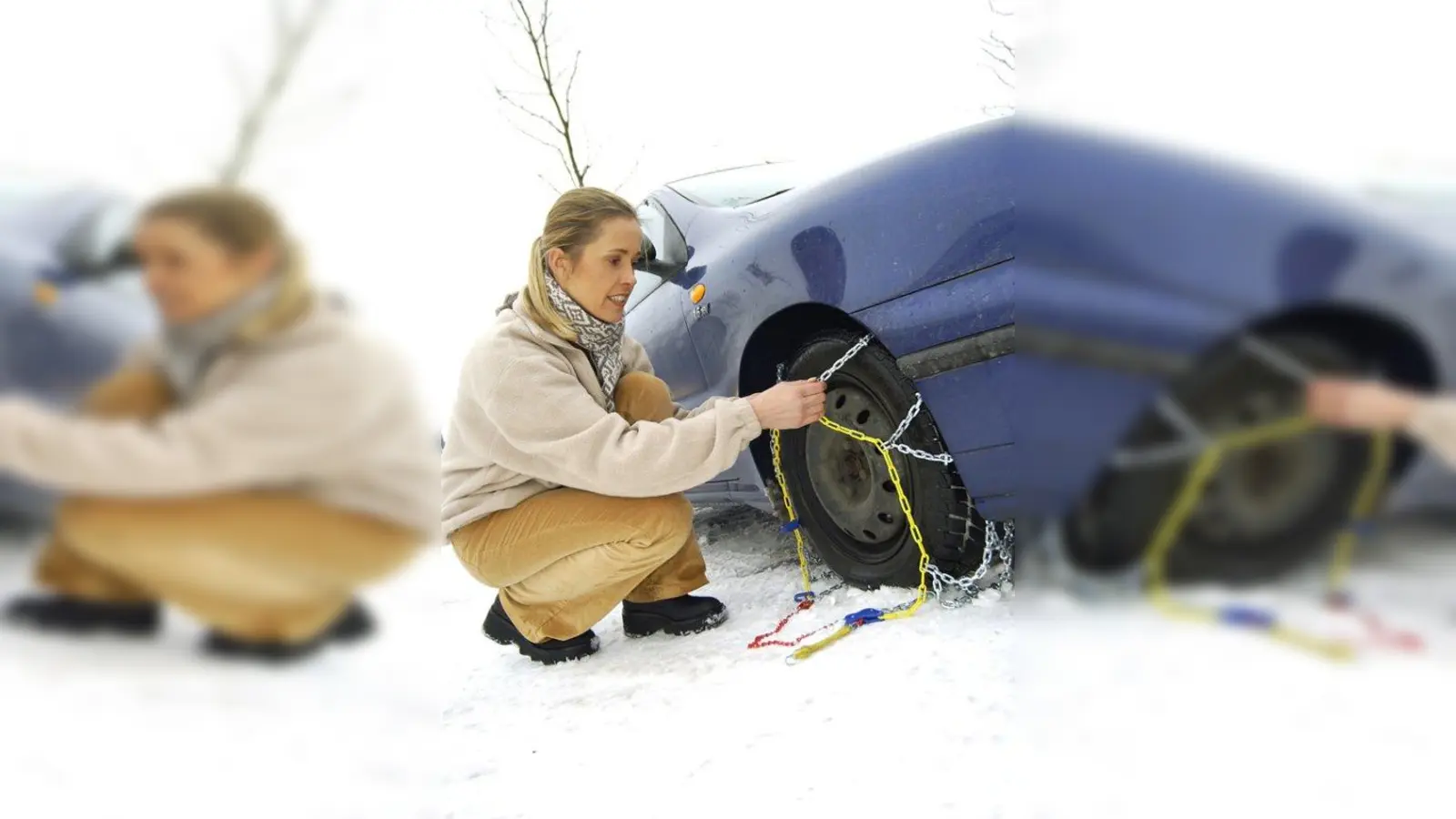 Um vorbereitet zu sein, sollten Autofahrer die Montage von Schneeketten bereits vor der Fahrt in die Berge üben. (Foto: ADAC)
