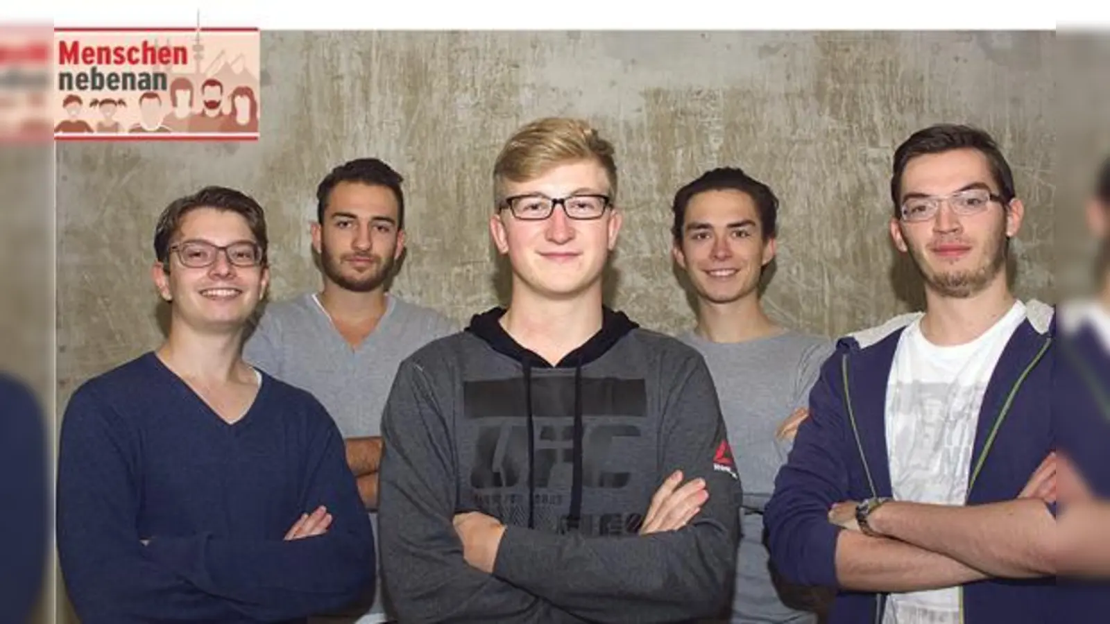 Jonas, Ludwig, Sebastian, Simon und Jeremias (v. l.), ehemalige Abiturienten des Wilhelm-Hausenstein-Gymnasiums, sind erfolgreiche Entwickler einer Mathe-App.	 (Foto: Scoobel)