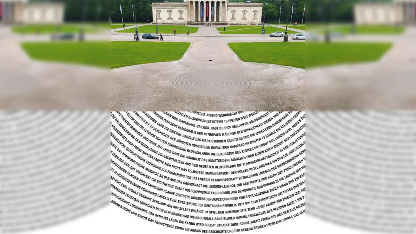 Das geplante Mahnmal zur Bücherverbrennung am historischen Ort: 9600 Buchstaben trägt die geplante begehbare Spirale mit 359 Buchtiteln von in Nazi-Deutschland geächteten Autoren (unten).             (Fotos: NS-Dokumentationszentrum)