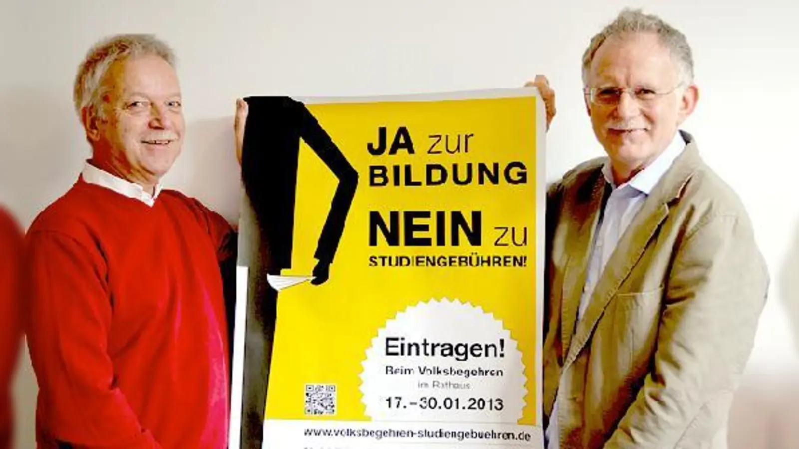 Der Bogenhauser SPD-Ortsvorsitzende Martin Tscheu (li.) und der Landtagsabgeordnete Hans-Ulrich Pfaffmann mobilisieren für die Teilnahme am Volksbegehren.	 (Foto: SPD)