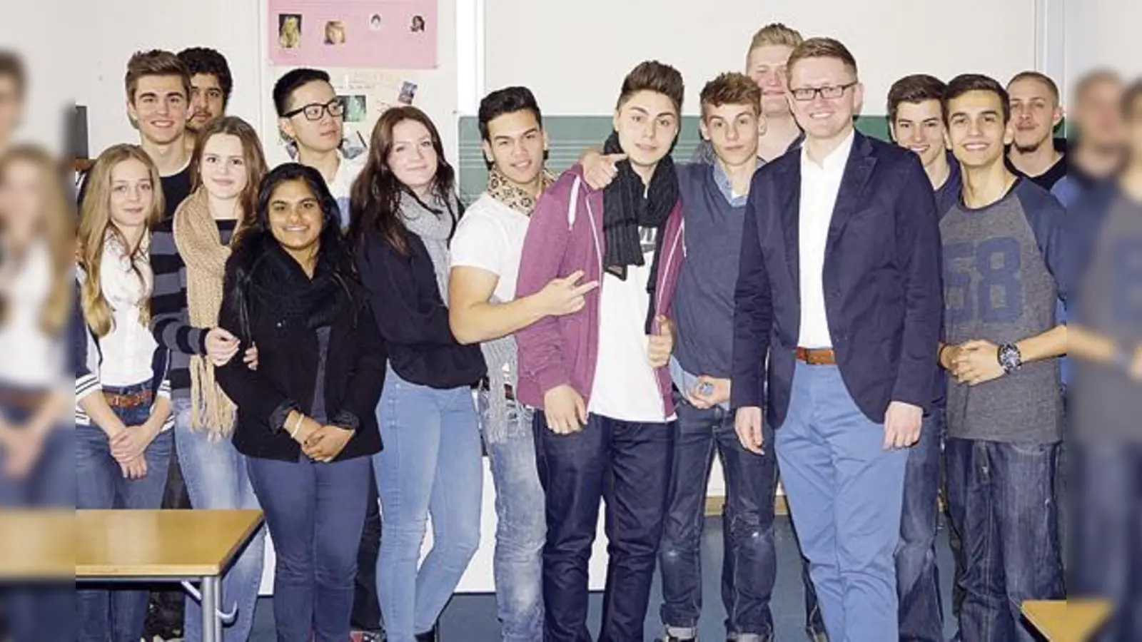 Der erste Besuch an der Realschule von Wolfgang Stefinger fand im März statt.	 (Foto: Schule)