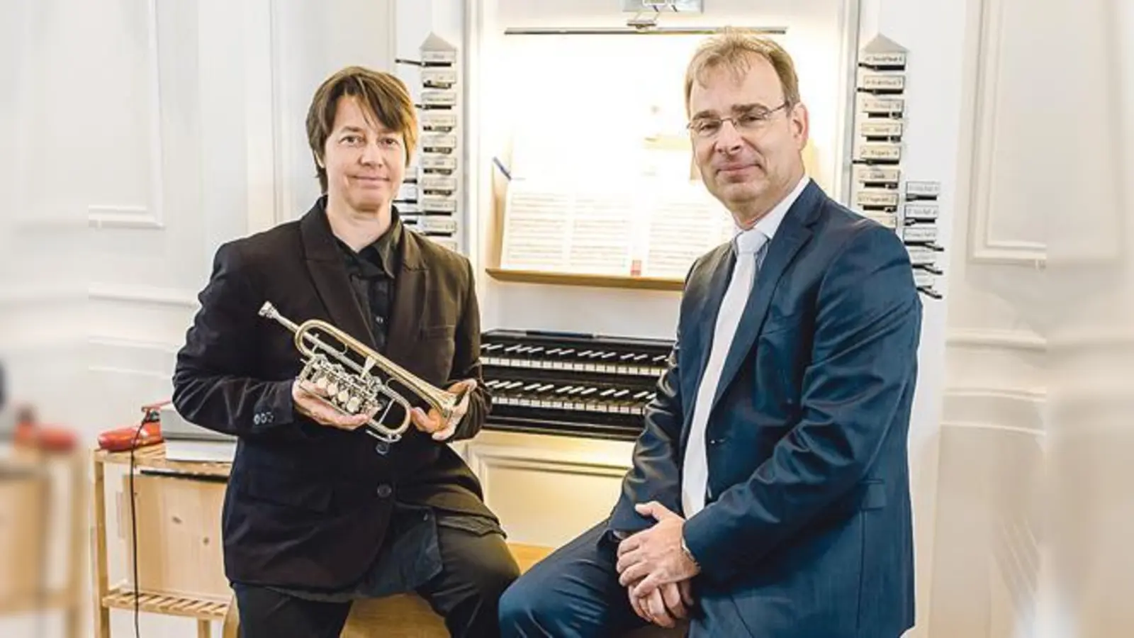 Olivia Kunert spielt die Trompete und Pierre Schuy spielt die Orgel beim Konzert am Sonntag.	 (Foto: VA)