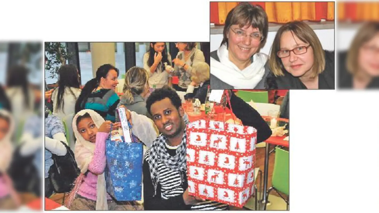 Ursula Kalb und Alexandra Baranowskij (kl. Foto, r.) helfen dabei, unter anderem ein Weihnachtsmahl für Arme auszurichten. 	 (Foto: ko/privat)