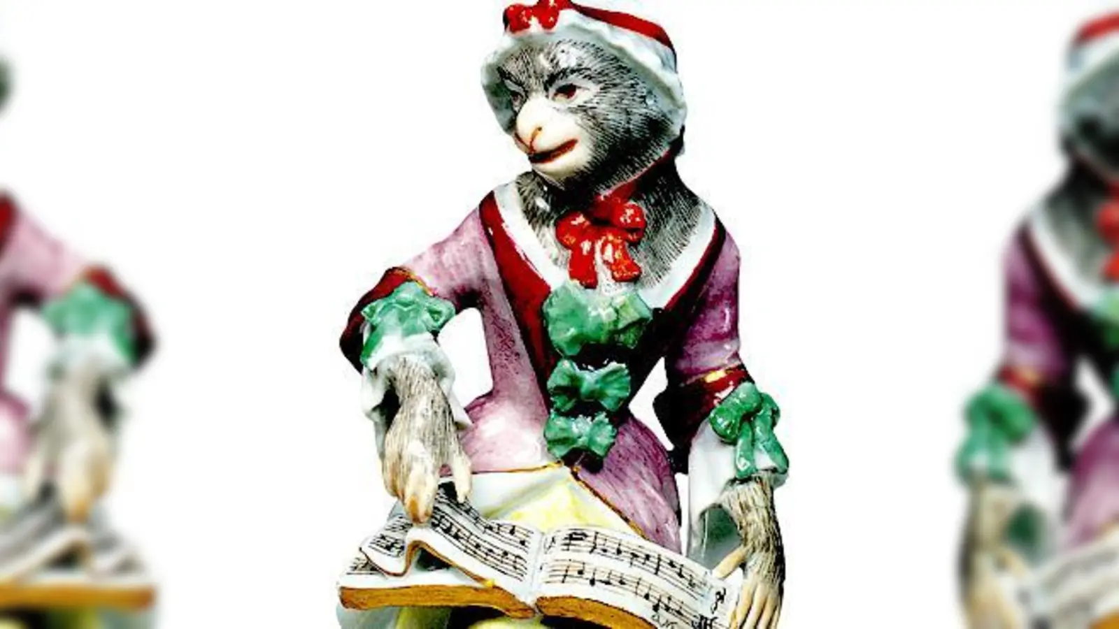 »Sängerin der Affenkapelle«, Meißener Porzellansammlung, Schloss Lustheim. 	 	 (Foto: Bayerisches 	Nationalmuseum)