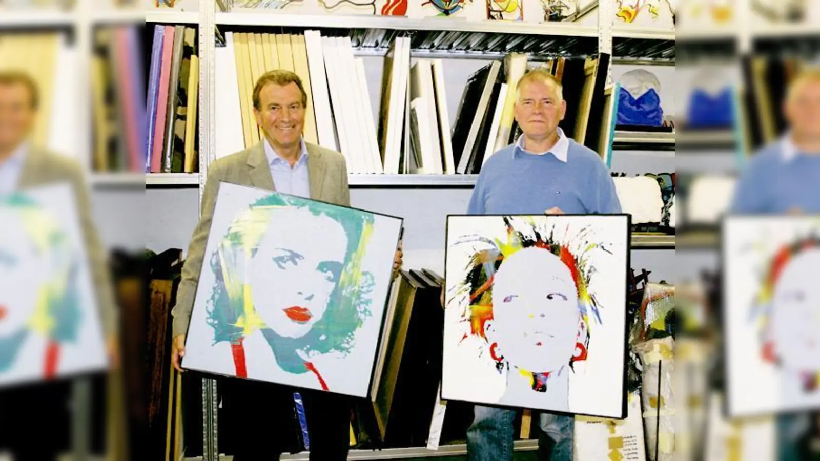  Lions-Club-Mitglied Robert Gareißen und Galerist und Künstler Kurt Huber laden zur 1. Kunst-Auktion in Grünwald ein.   (Foto: Woschée)