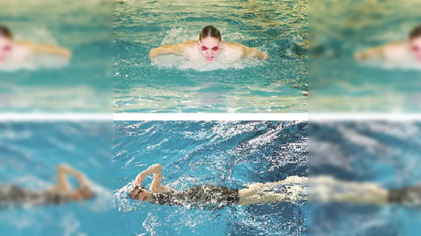 Julius Schmid (oben) und Maya Rainer überzeugten bei den Bayerische Langstrecken-Meisterschaften der Schwimmer in Regensburg.	 (Foto: TSV Vaterstetten)