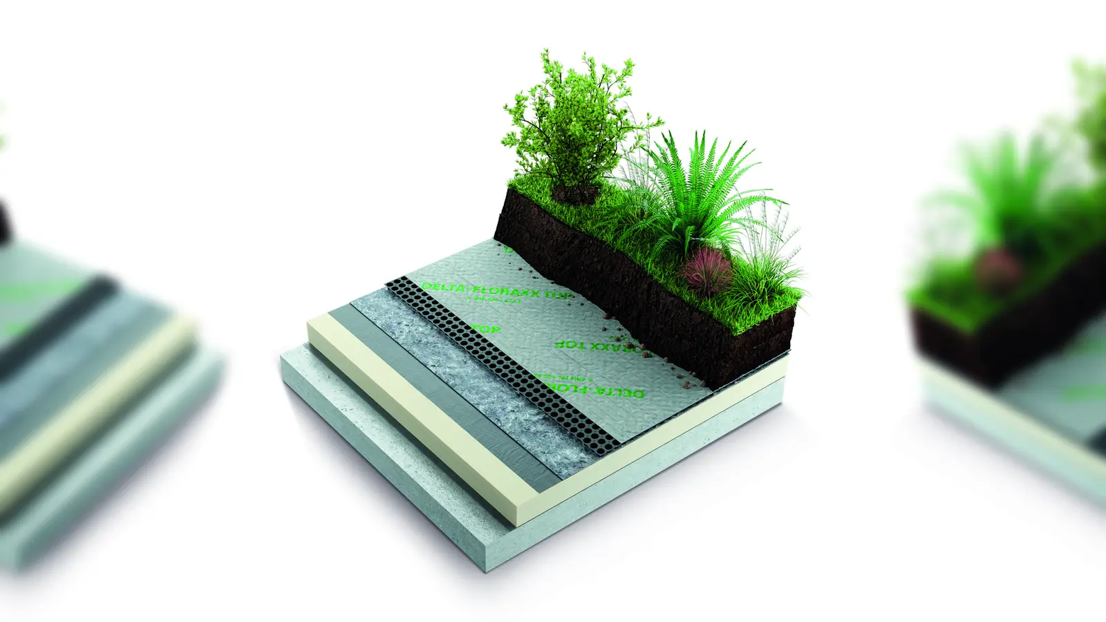 Damit die Pflanzen im Dachgarten gut gedeihen, muss Staunässe vermieden werden. Hierfür sorgt eine spezielle Noppenbahn unter dem Pflanzsubstrat. Sie speichert Regenwasser und führt gleichzeitig überschüssige Niederschläge dauerhaft sicher ab. Das gespeicherte Wasser hilft den Pflanzen über Trockenzeiten hinweg. (Foto: Dörken/txn)