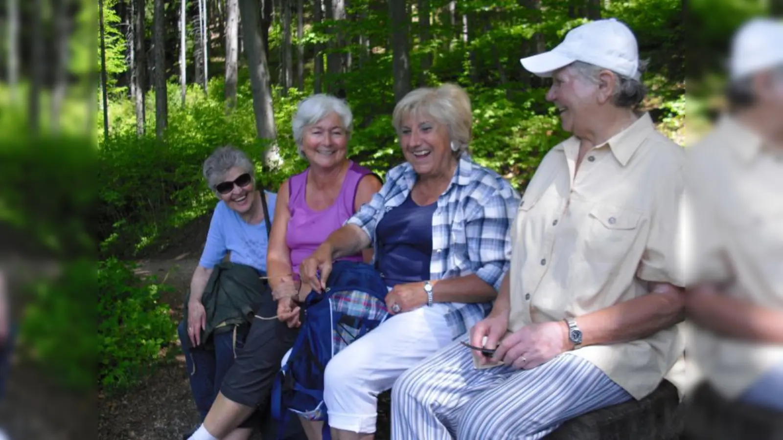 Müde aber fröhliche - die Wanderer bei einer Rast im schattingen Wald. (Foto: pi)