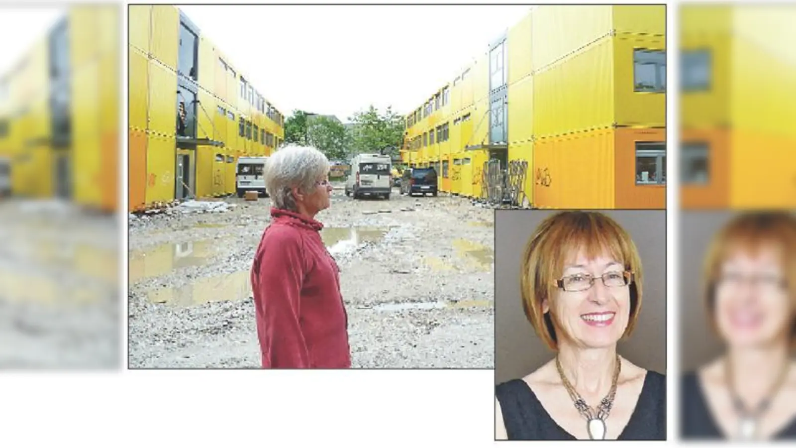 Kathrin Koop und Schulleiterin Regina Lotterschmid (r.) haben einen positiven Eindruck von den Containern, die den Schülern während der Sanierung als Klassenzimmer dienen. 	 (Fotos: Privat)