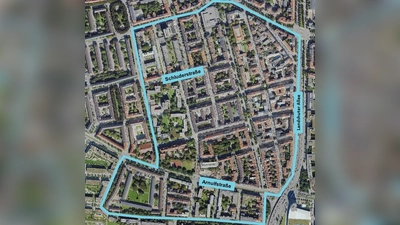 Westlich der Landshuter Allee befindet sich das Quartier Schluderstraße.  (Foto: RKU/ GeoInfoWeb)